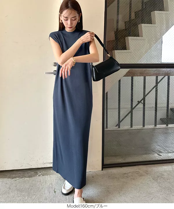 nachicoさんコラボ ]フレンチスリーブモックネックニットワンピース