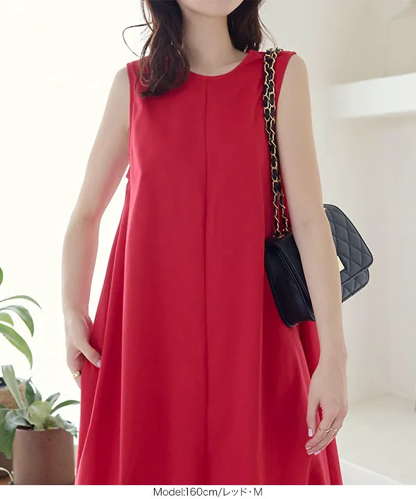 シワになりにくい Aラインコットンタッチワンピース [E3264