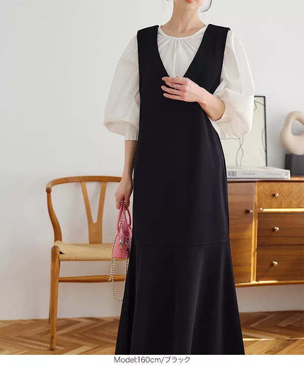 ストレッチ×ノーアイロン ] 細見えストレッチマーメイドジャンスカ