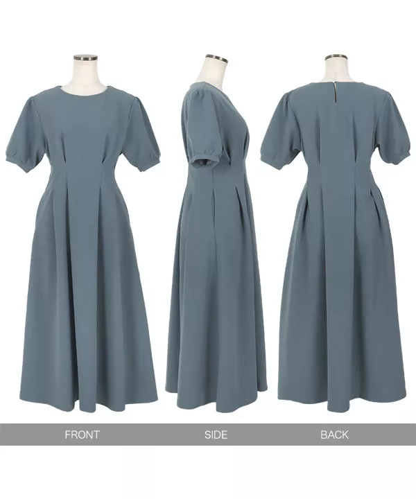 ★お値打★身幅56★小紋★ウエストタックのワンピース★紐襟★薄紫系★着物リメイク★リメイク工房 ウエストタックワンピース（ワンピース）｜1chaku.（イッチャク）の