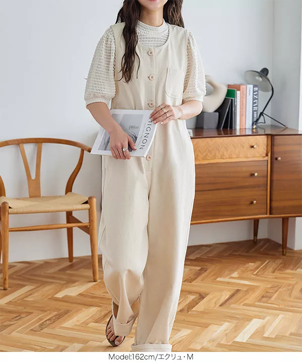 2wayロールアップデニムオールインワン [E3282] - レディース