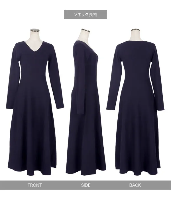 フィット＆フレアニットワンピース [E3289] - レディースファッション