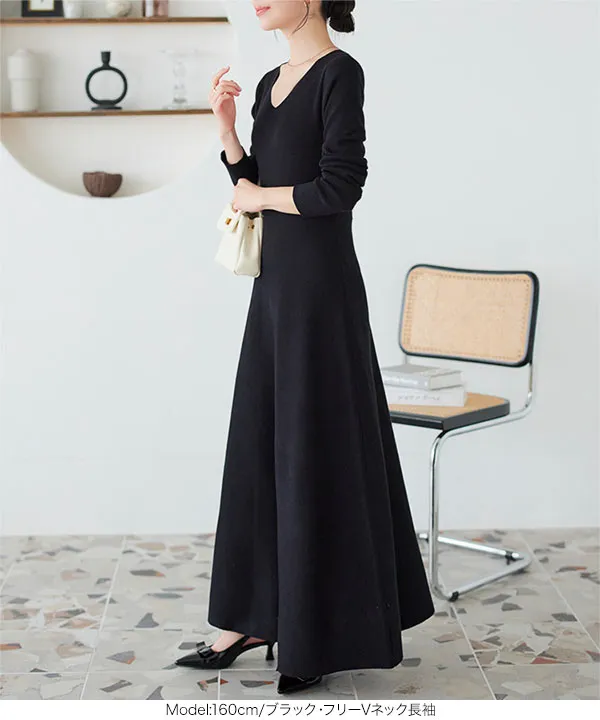 フィット＆フレアニットワンピース [E3289] - レディースファッション