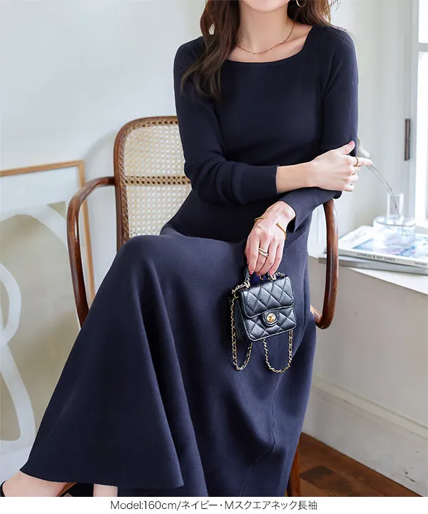 フィット＆フレアニットワンピース [E3289] - レディースファッション