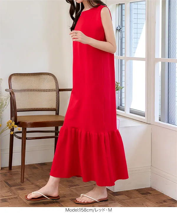 アンチピリング裾フレアニットワンピース [E3293] - レディース