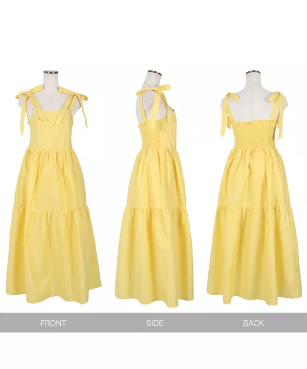 ショルダーリボンキャミワンピ [E3294] - レディースファッション通販