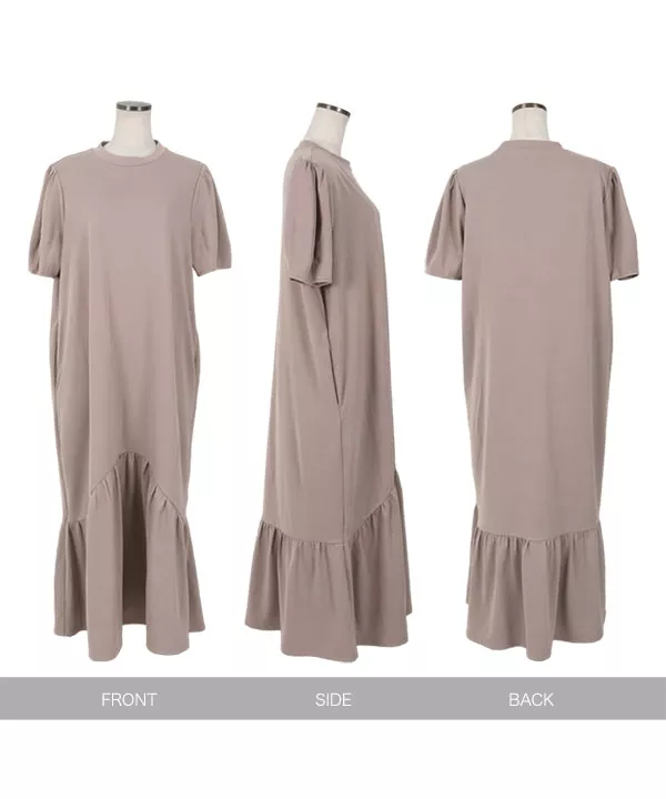 パーミニット PERMINUTE 21SS ボリュームスリーブ マキシワンピース 裾切替えボリュームスリーブマキシワンピース [E3323