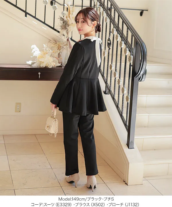 セレモニー ] [ Petitle / プチレ ] ペプラムジャケットセットアップ