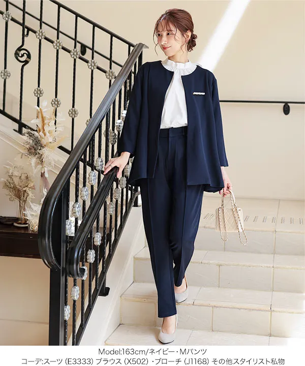 セレモニー ] [ ストレッチ × ノーアイロン ] 選べる4サイズ 細見え