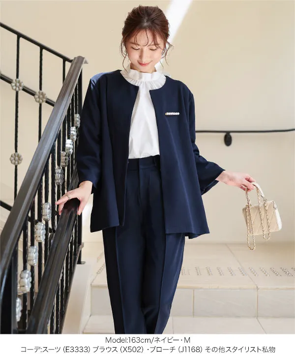 セレモニー ] [ ストレッチ × ノーアイロン ] 選べる4サイズ 細見え