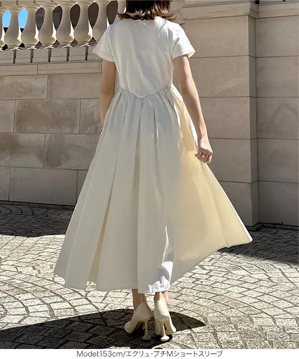 水野佐彩さんコラボ ] タックスカートドッキングワンピース [E3353