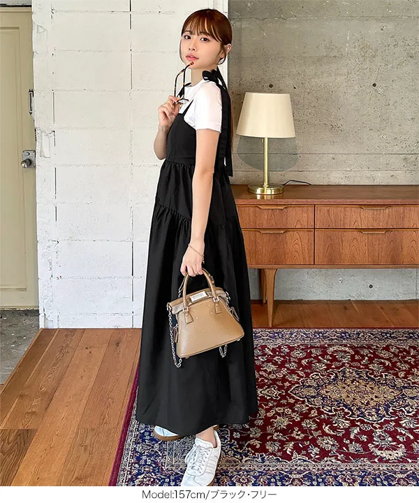 わかなさんコラボ ] ショルダーリボンキャミワンピース [E3354