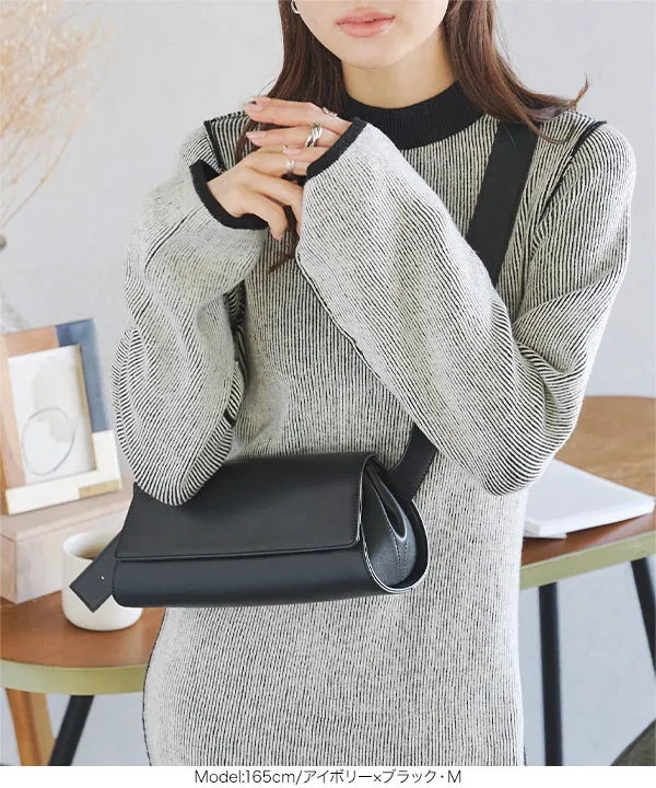 リバーシブルモックネックニットワンピース [E3368] - レディース