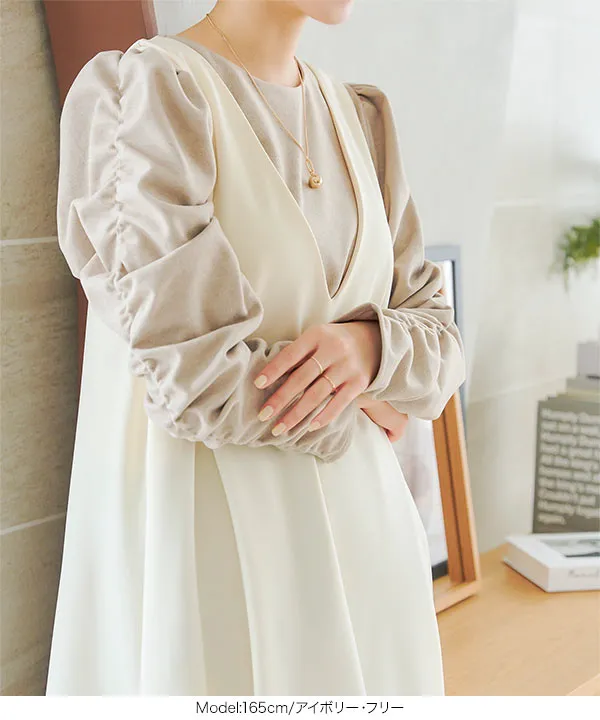 Vネックフレアジャンスカ [E3375] - レディースファッション通販 神戸