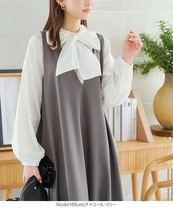 Vネックフレアジャンスカ [E3375] - レディースファッション通販 神戸