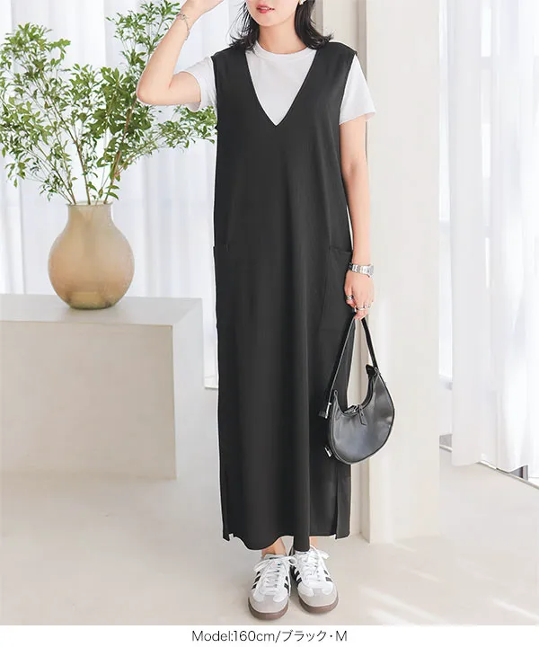 前後2way授乳ジップ付きリブワンピース [E3417]| SALE