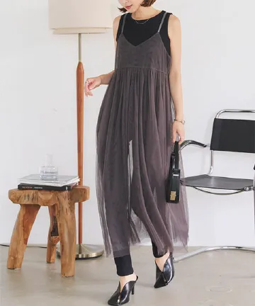 チュールキャミワンピース [E3421] - レディースファッション