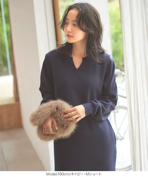 【美品】Moredde 上品キーネックのワンピース フェリシモMama マタニティ Moredde マタニティ・産後