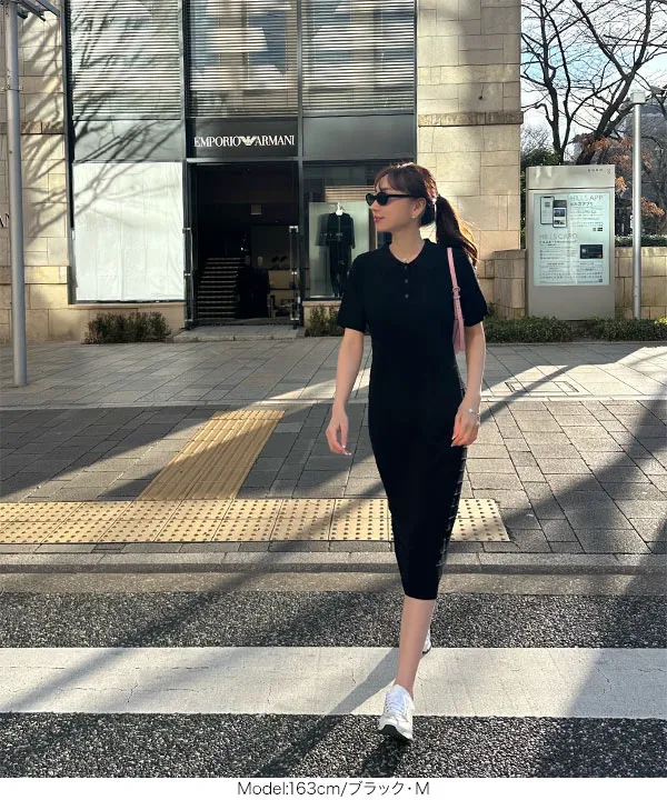岡部あゆみさんコラボ ］ リップルボーダーポロカラーニット