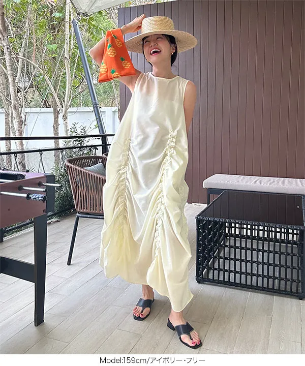 シャーリングフリルミニワンピース 春名亜美さんコラボ ]シャーリングフリルワンピース [E3455