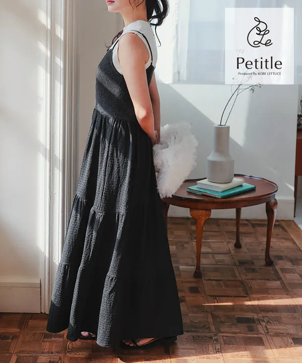 みらい　ワンピース 小さいサイズ】Vネックフレンチスリーブワンピース/洗える(ワンピース