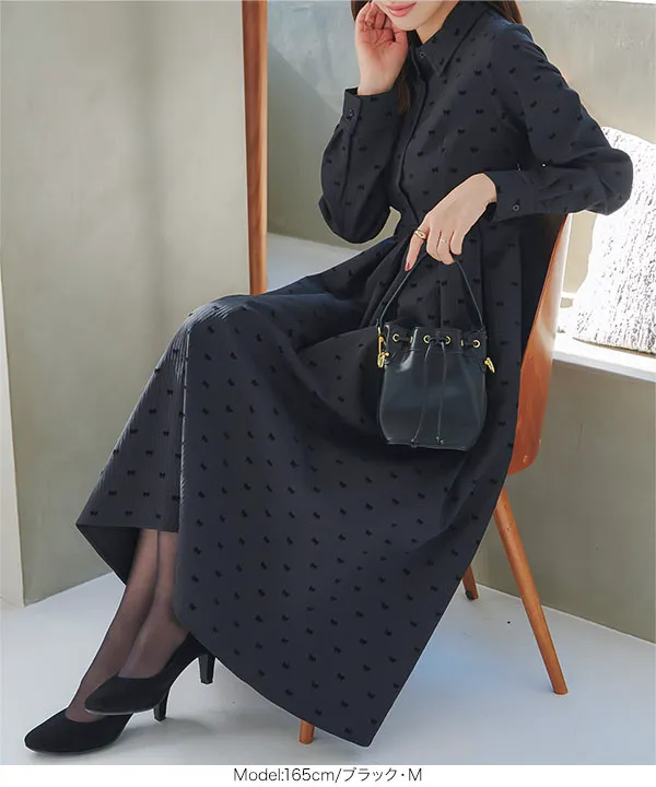 フロッキーリボンカラードレス [E3461] - レディースファッション通販  