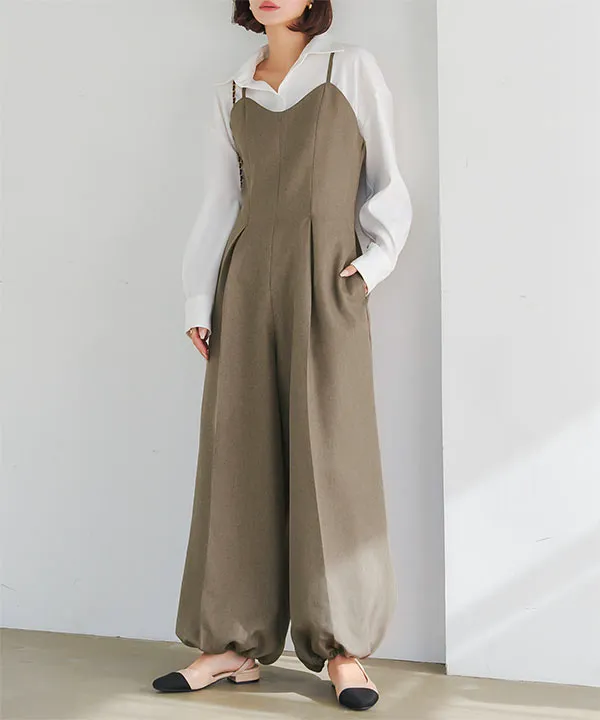 バルーンシルエット ヘリンボーンオールインワン [E3468] - レディース