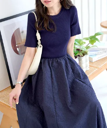 エンボスドッキングリブニットワンピース [E3489]