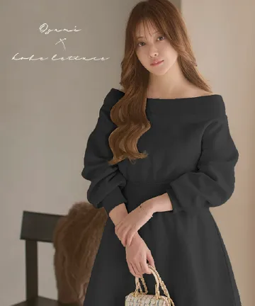 [ 小澤美里さんコラボ ]選べる2丈裏起毛スウェットオフショルダーワンピース [E3502]