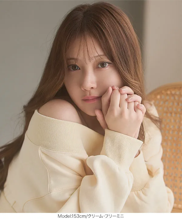 [ 小澤美里さんコラボ ]選べる2丈裏起毛スウェットオフショルダーワンピース [E3502]