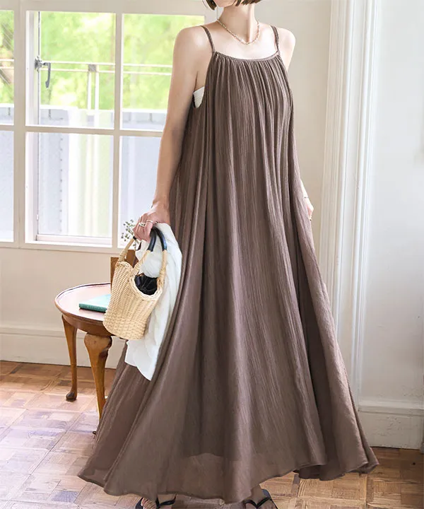 シアー楊柳ボリュームキャミワンピース [E3503] - レディース