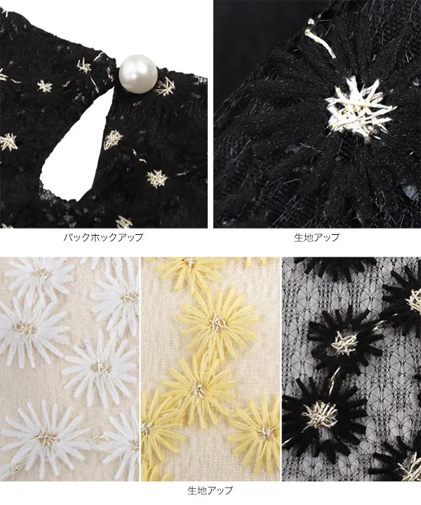Petitle / プチレ ] 花柄刺繍シアーワンピース [E3505] - レディース