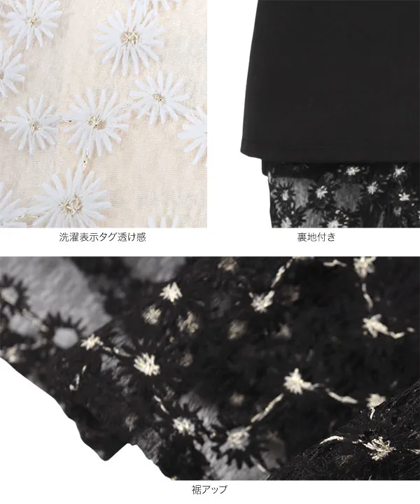 Petitle / プチレ ] 花柄刺繍シアーワンピース [E3505] - レディース