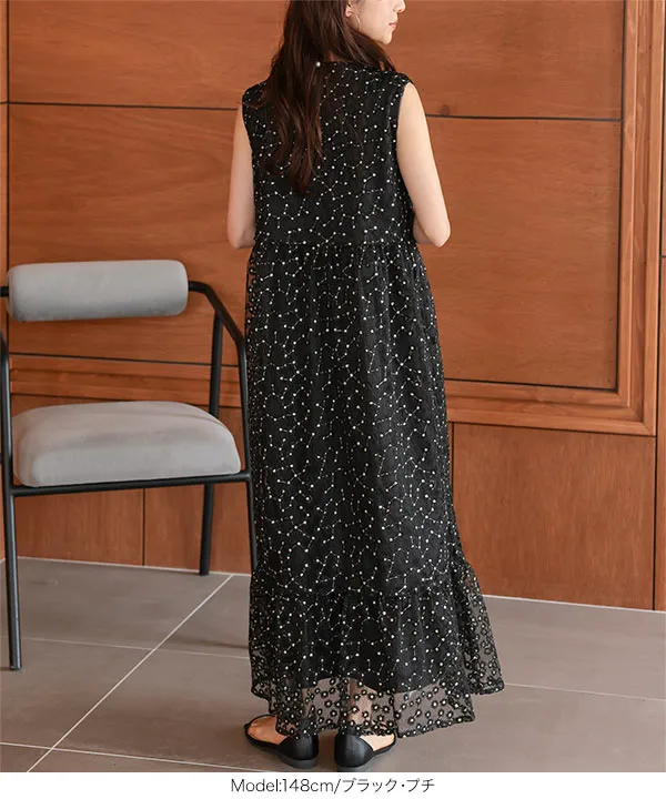 Petitle / プチレ ] 花柄刺繍シアーワンピース [E3505] - レディース