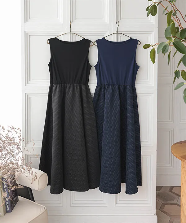 Petitle / プチレ ] 異素材ドッキングジャガードワンピース [E3509