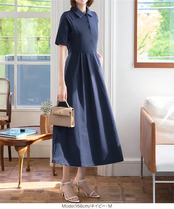 フィットアンドフレアポロワンピース [E3510] - レディース