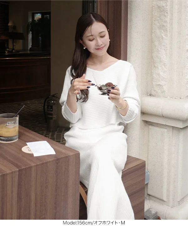 nanamiさんコラボ ]2点セット 前後2wayリブニットトップス×キャミ