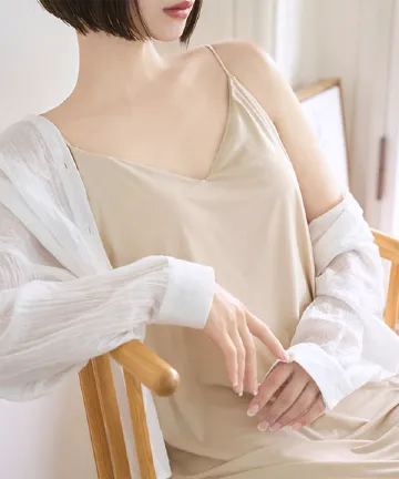 [ 超冷感 ] 紫外線99.9%カット接触冷感カップ付きペチコートインナー [E3517]