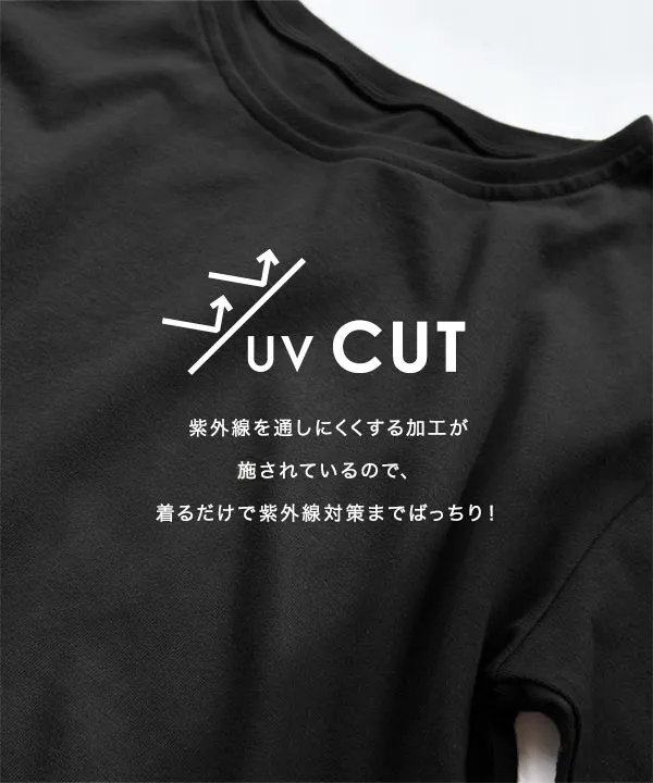 [ M L 汗じみ防止＆UVカット ] カップ付きノースリーブワンピース [E3519]