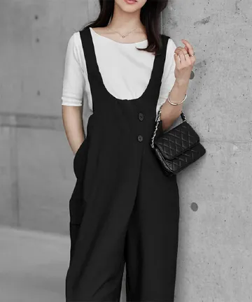 深Uラインテーパードサロペット [E3527]