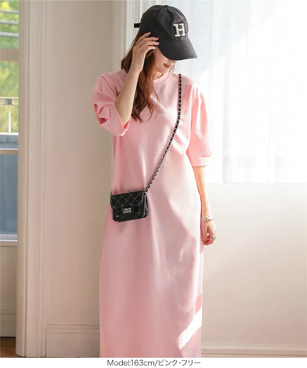 タックスリーブロングワンピース [E3533] - レディースファッション