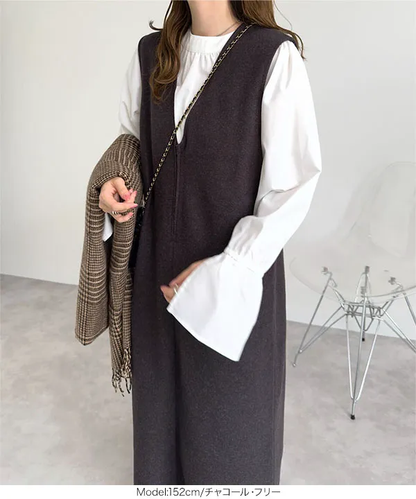 mamaレタス ] 深Vネックロングワンピース [E3534] - レディース