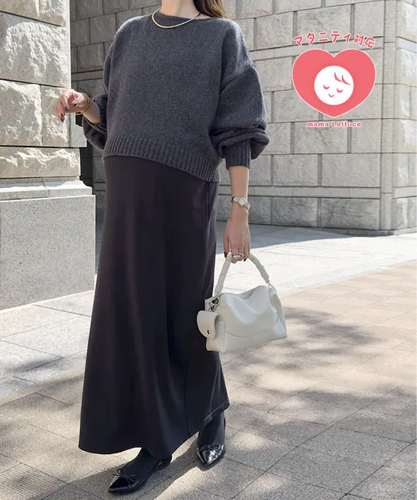 mamaレタス ] 2点セット バックスリットニット×ロングワンピース