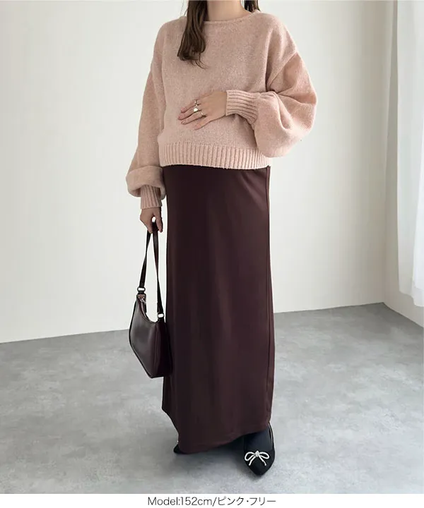 [ mamaレタス ] 2点セット バックスリットニット×ロングワンピース [E3535]