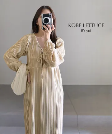 ワンピース ito fukuoka classic onepiece beige yuiさんコラボ ]前後2way長袖プリーツワンピース [E3536]| 大