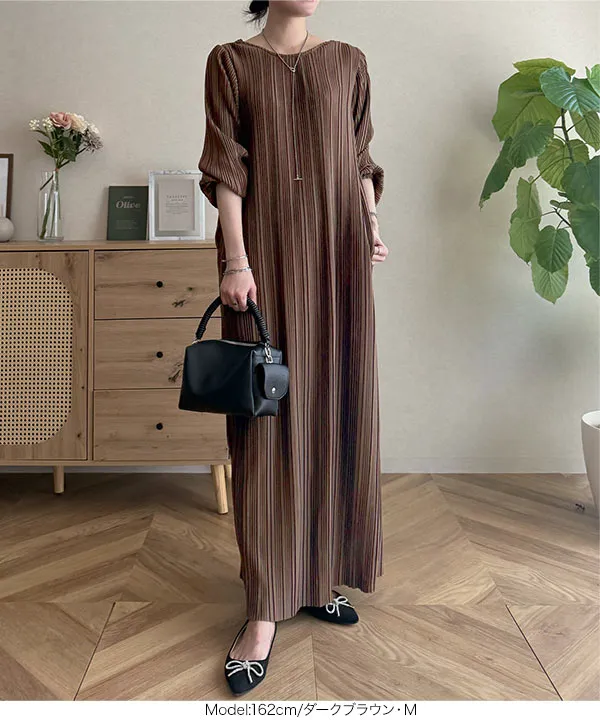 yuiさんコラボ ]前後2way長袖プリーツワンピース [E3536] - レディース