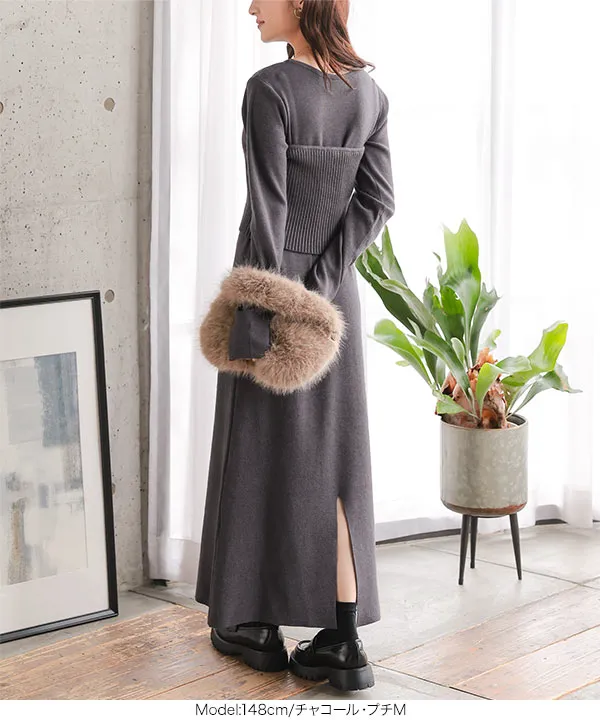 Petitle / プチレ ] 2点セット ニットビスチェ×ワンピース [E3538