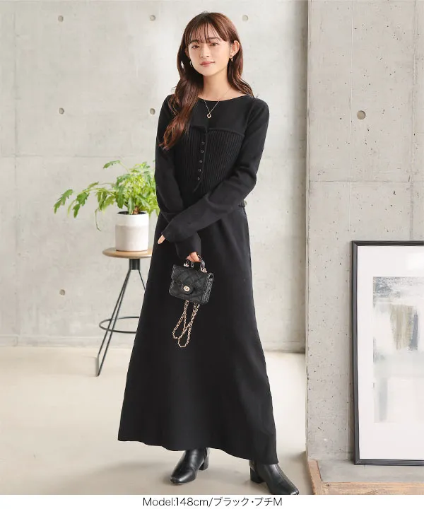 Petitle / プチレ ] 2点セット ニットビスチェ×ワンピース [E3538