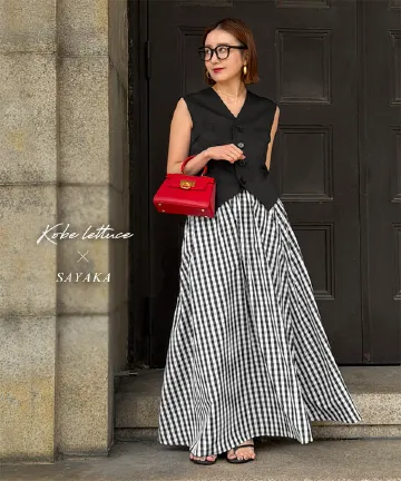 [ SAYAKAさんコラボ ]2点セット ジレ×ギャザーマキシスカート [E3542]| 4/14(火)12:00~発売予定！
