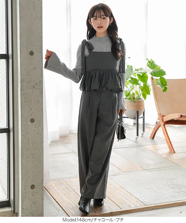 れれれ　３点セット Petitle / プチレ ] 3点セット リブニット × バルーンキャミソール